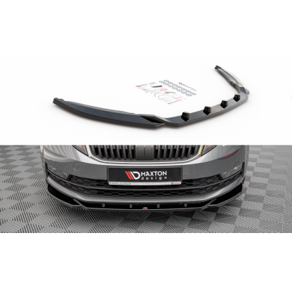 Maxton Design spoiler pod přední nárazník ver.2 pro Škoda Octavia Mk3 Facelift, černý lesklý plast ABS