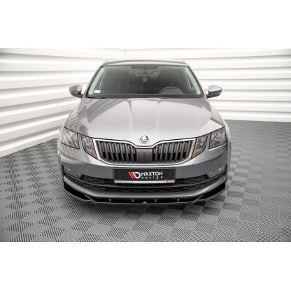 Maxton Design spoiler pod přední nárazník ver.2 pro Škoda Octavia Mk3 Facelift, černý lesklý plast ABS