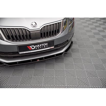 Maxton Design spoiler pod přední nárazník ver.2 pro Škoda Octavia Mk3 Facelift, černý lesklý plast ABS