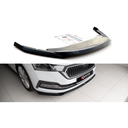 Maxton Design spoiler pod přední nárazník ver.2 pro Škoda Octavia Mk4, černý lesklý plast ABS