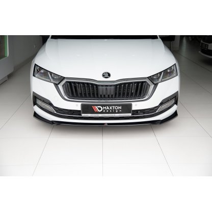 Maxton Design spoiler pod přední nárazník ver.2 pro Škoda Octavia Mk4, černý lesklý plast ABS