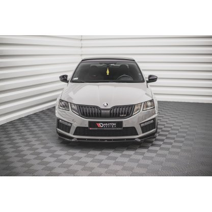 Maxton Design spoiler pod přední nárazník ver.2 pro Škoda Octavia RS Facelift Mk3, černý lesklý plast ABS