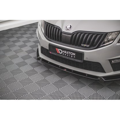 Maxton Design spoiler pod přední nárazník ver.2 pro Škoda Octavia RS Facelift Mk3, černý lesklý plast ABS