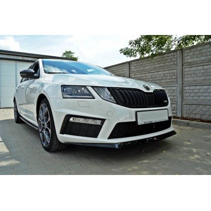 Maxton Design spoiler pod přední nárazník ver.2 pro Škoda Octavia RS Mk3, černý lesklý plast ABS