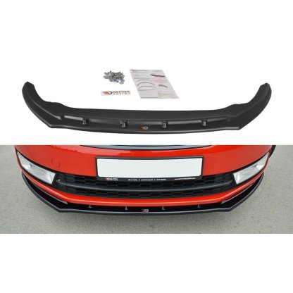 Maxton Design spoiler pod přední nárazník ver.2 pro Škoda Rapid, černý lesklý plast ABS