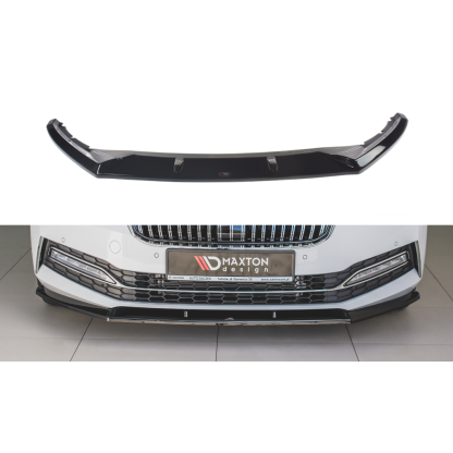 Maxton Design spoiler pod přední nárazník ver.2 pro Škoda Superb Mk3 FL Facelift, černý lesklý plast ABS