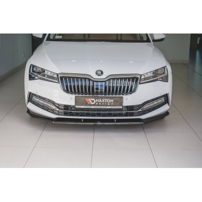 Maxton Design spoiler pod přední nárazník ver.2 pro Škoda Superb Mk3 FL Facelift, černý lesklý plast ABS