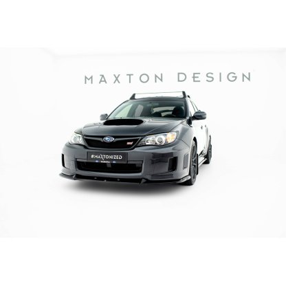 Maxton Design spoiler pod přední nárazník ver.2 pro Subaru Impreza WRX STi Mk3 Facelift, černý lesklý plast ABS