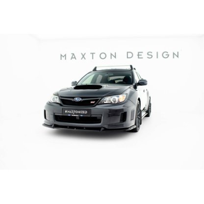 Maxton Design spoiler pod přední nárazník ver.2 pro Subaru Impreza WRX STi Mk3 Facelift, černý lesklý plast ABS