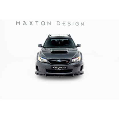 Maxton Design spoiler pod přední nárazník ver.2 pro Subaru Impreza WRX STi Mk3 Facelift, černý lesklý plast ABS