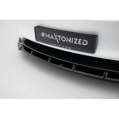 Maxton Design spoiler pod přední nárazník ver.2 pro Tesla Model 3 Mk1 Project Highland Facelift, černý lesklý plast ABS, Performance