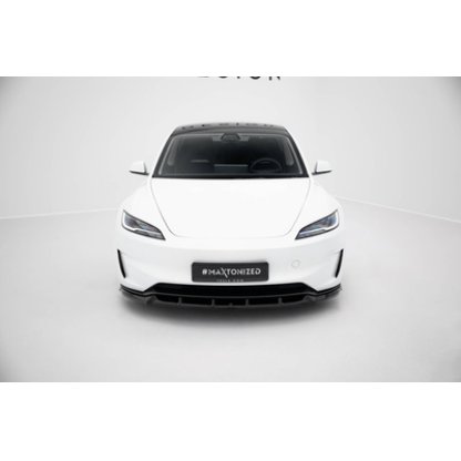 Maxton Design spoiler pod přední nárazník ver.2 pro Tesla Model 3 Mk1 Project Highland Facelift, černý lesklý plast ABS, Performance