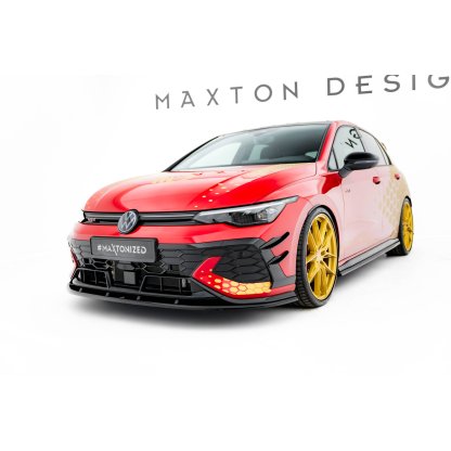 Maxton Design spoiler pod přední nárazník ver.2 pro Volkswagen Golf GTI Mk8 Facelift, černý lesklý plast ABS, Clubsport