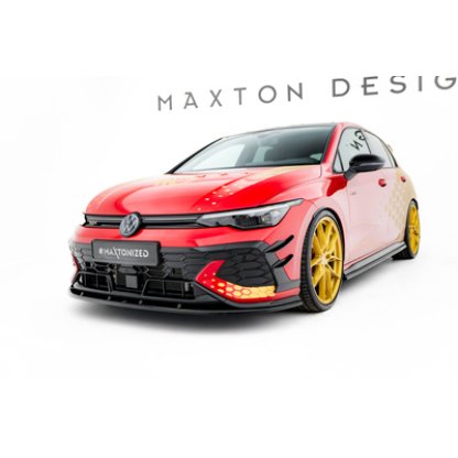 Maxton Design spoiler pod přední nárazník ver.2 pro Volkswagen Golf GTI Mk8 Facelift, černý lesklý plast ABS, Clubsport