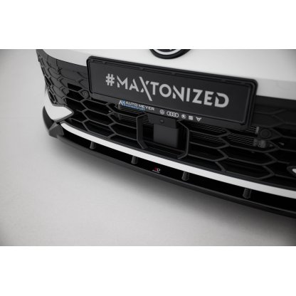 Maxton Design spoiler pod přední nárazník ver.2 pro Volkswagen Golf R-Line Mk8 Facelift, černý lesklý plast ABS