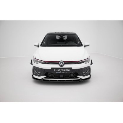 Maxton Design spoiler pod přední nárazník ver.2 pro Volkswagen Golf R-Line Mk8 Facelift, černý lesklý plast ABS