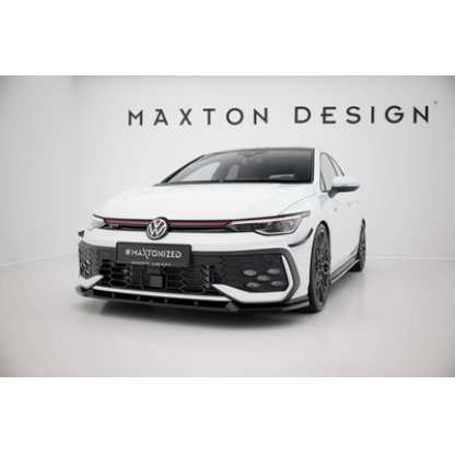 Maxton Design spoiler pod přední nárazník ver.2 pro Volkswagen Golf R-Line Mk8 Facelift, černý lesklý plast ABS