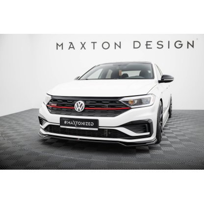 Maxton Design spoiler pod přední nárazník ver.2 pro Volkswagen Jetta Mk7 GLI, černý lesklý plast ABS