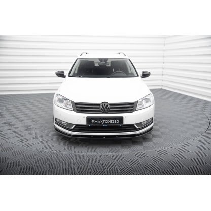 Maxton Design spoiler pod přední nárazník ver.2 pro Volkswagen Passat Mk7 (B7), černý lesklý plast ABS, Variant/Sedan
