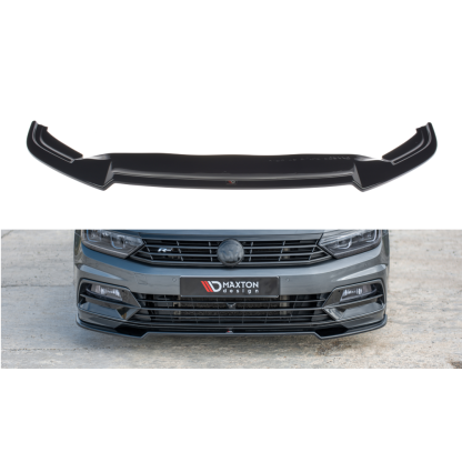 Maxton Design spoiler pod přední nárazník ver.2 pro Volkswagen Passat Mk8 (B8), černý lesklý plast ABS, R-Line