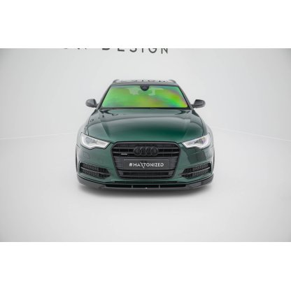 Maxton Design spoiler pod přední nárazník ver.3 pro Audi S6 C7, černý lesklý plast ABS, Sedan / Avant