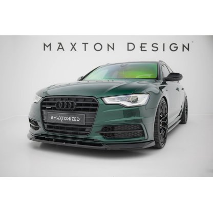 Maxton Design spoiler pod přední nárazník ver.3 pro Audi S6 C7, černý lesklý plast ABS, Sedan / Avant
