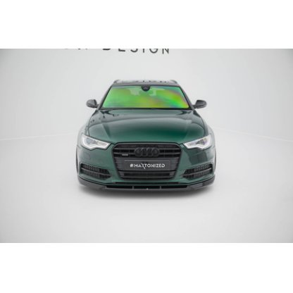 Maxton Design spoiler pod přední nárazník ver.3 pro Audi S6 C7, černý lesklý plast ABS, Sedan / Avant