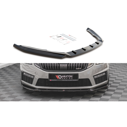 Maxton Design spoiler pod přední nárazník ver.3 pro Škoda Octavia RS Facelift Mk3, černý lesklý plast ABS