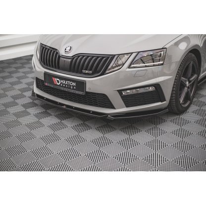 Maxton Design spoiler pod přední nárazník ver.3 pro Škoda Octavia RS Facelift Mk3, černý lesklý plast ABS