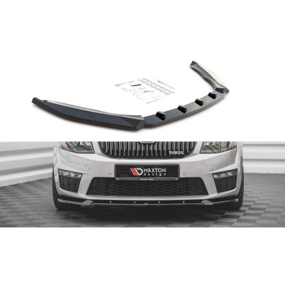 Maxton Design spoiler pod přední nárazník ver.3 pro Škoda Octavia RS Mk3, černý lesklý plast ABS