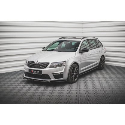 Maxton Design spoiler pod přední nárazník ver.3 pro Škoda Octavia RS Mk3, černý lesklý plast ABS
