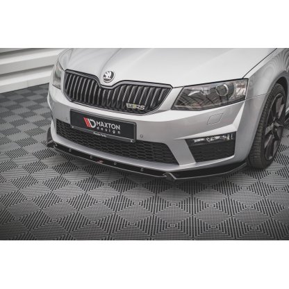 Maxton Design spoiler pod přední nárazník ver.3 pro Škoda Octavia RS Mk3, černý lesklý plast ABS