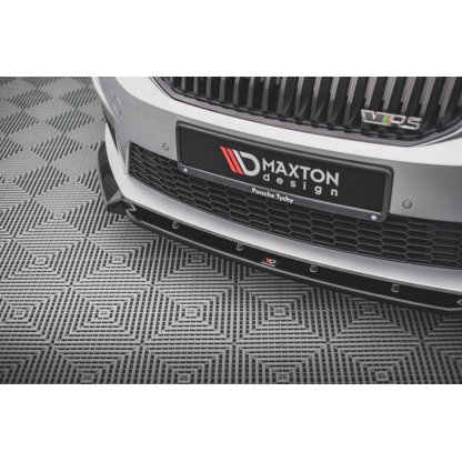 Maxton Design spoiler pod přední nárazník ver.3 pro Škoda Octavia RS Mk3, černý lesklý plast ABS