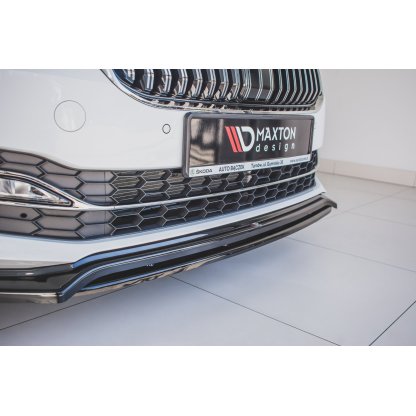 Maxton Design spoiler pod přední nárazník ver.3 pro Škoda Superb Mk3 FL Facelift, černý lesklý plast ABS