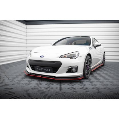 Maxton Design spoiler pod přední nárazník ver.3 pro Subaru BRZ Mk1, černý lesklý plast ABS, s červenou linkou