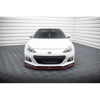 Maxton Design spoiler pod přední nárazník ver.3 pro Subaru BRZ Mk1, černý lesklý plast ABS, s červenou linkou