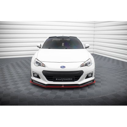 Maxton Design spoiler pod přední nárazník ver.3 pro Subaru BRZ Mk1, černý lesklý plast ABS, s červenou linkou