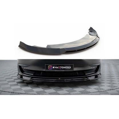 Maxton Design spoiler pod přední nárazník ver.3 pro Tesla Model 3 Mk1, černý lesklý plast ABS