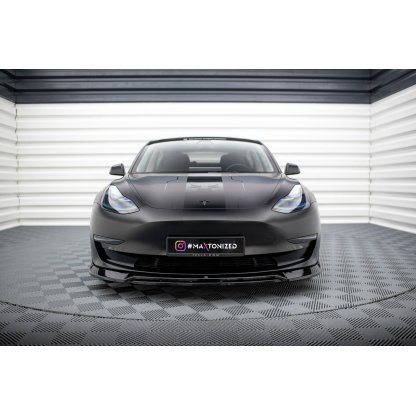 Maxton Design spoiler pod přední nárazník ver.3 pro Tesla Model 3 Mk1, černý lesklý plast ABS