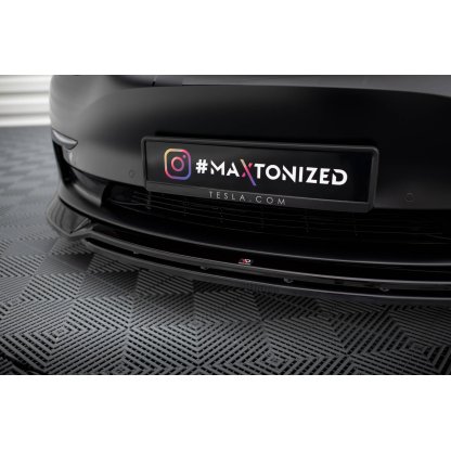 Maxton Design spoiler pod přední nárazník ver.3 pro Tesla Model 3 Mk1, černý lesklý plast ABS