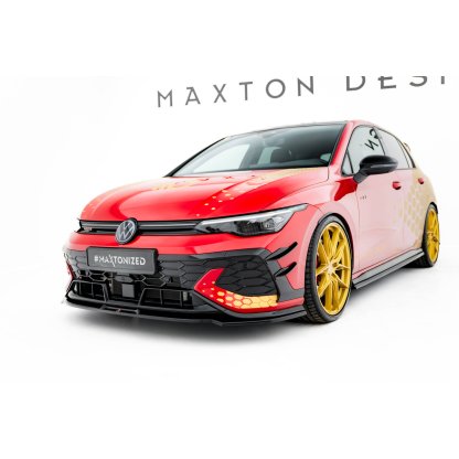 Maxton Design spoiler pod přední nárazník ver.3 pro Volkswagen Golf GTI Mk8 Facelift, černý lesklý plast ABS, Clubsport