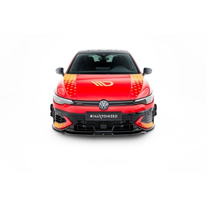 Maxton Design spoiler pod přední nárazník ver.3 pro Volkswagen Golf GTI Mk8 Facelift, černý lesklý plast ABS, Clubsport