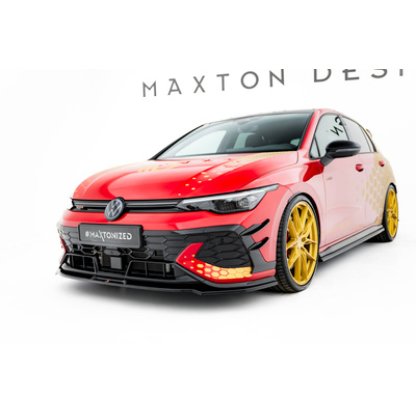 Maxton Design spoiler pod přední nárazník ver.3 pro Volkswagen Golf GTI Mk8 Facelift, černý lesklý plast ABS, Clubsport