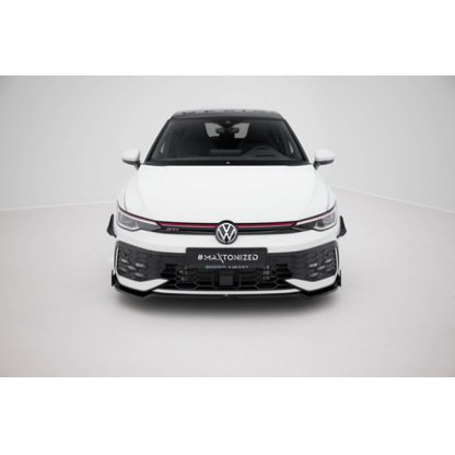 Maxton Design spoiler pod přední nárazník ver.3 s křidélky pro Volkswagen Golf R-Line Mk8 Facelift, černý lesklý plast ABS
