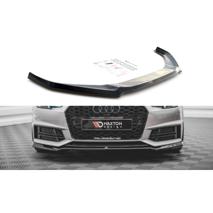 Maxton Design spoiler pod přední nárazník ver.4 pro Audi A4 B9, černý lesklý plast ABS, S-Line