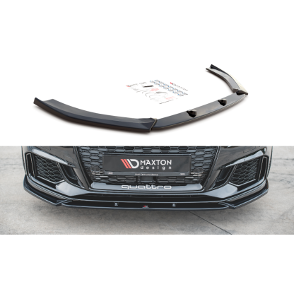 Maxton Design spoiler pod přední nárazník ver.4 pro Audi RS3 8V Facelift, černý lesklý plast ABS