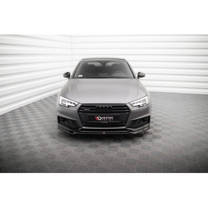 Maxton Design spoiler pod přední nárazník ver.4 pro Audi S4 B9, černý lesklý plast ABS