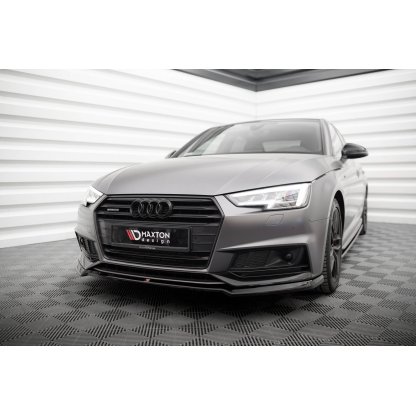 Maxton Design spoiler pod přední nárazník ver.4 pro Audi S4 B9, černý lesklý plast ABS