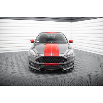 Maxton Design spoiler pod přední nárazník ver.4 pro Ford Focus ST Mk3 Facelift, černý lesklý plast ABS
