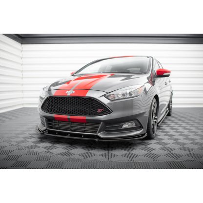 Maxton Design spoiler pod přední nárazník ver.4 pro Ford Focus ST Mk3 Facelift, černý lesklý plast ABS